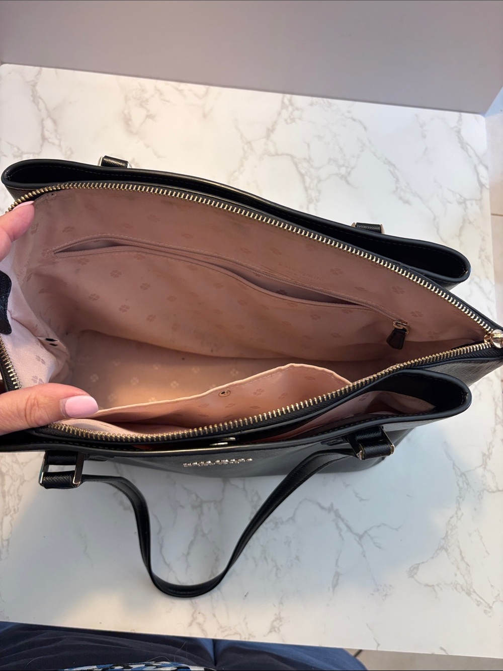 kate spade Black Leather purse bag  “booked large work tote bag” style Pxr00332 - Picture 5 of 15